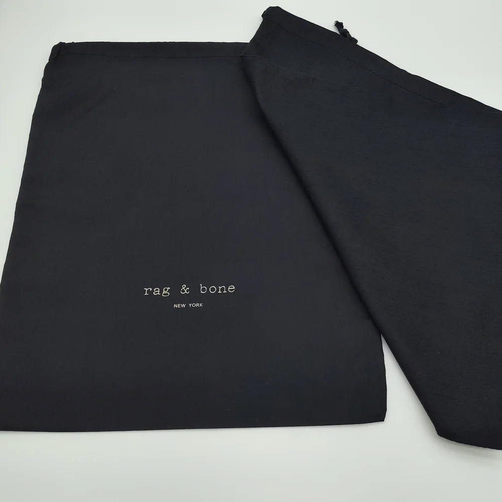 rag & bone New York Dust Bag Set Black Cotton Storage Pouch Pair 15x13 EUC